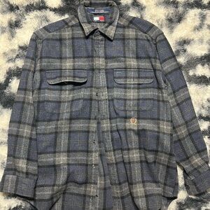 Tommy Hilfiger Gray and Blue Flannel Shirt